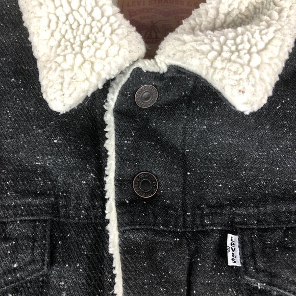 Levi's Sherpa Lined Jacket Adult Extra Extra Large Black Canvas Trucker Type 3 - Picture 4 of 13